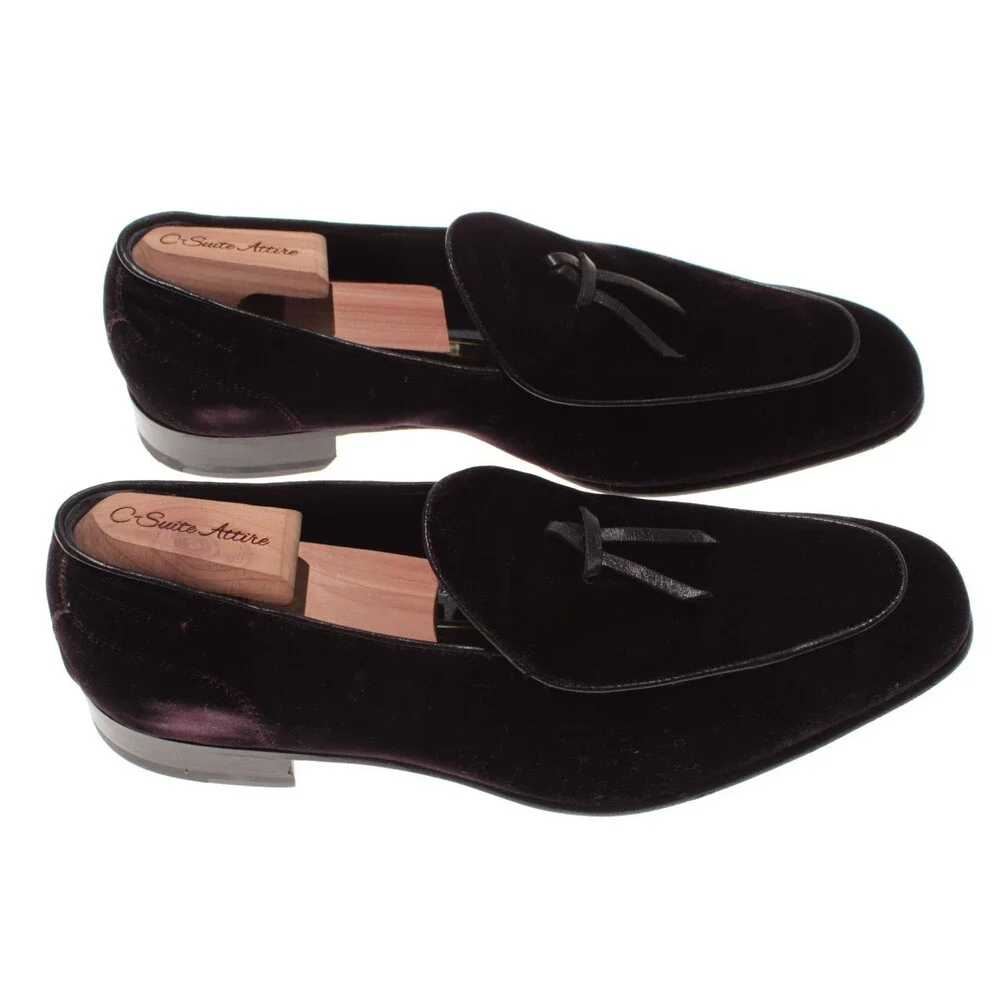 Di Bianco NWB Tasseled Slip On Loafers Size 9 US in Dark Purple Velvet